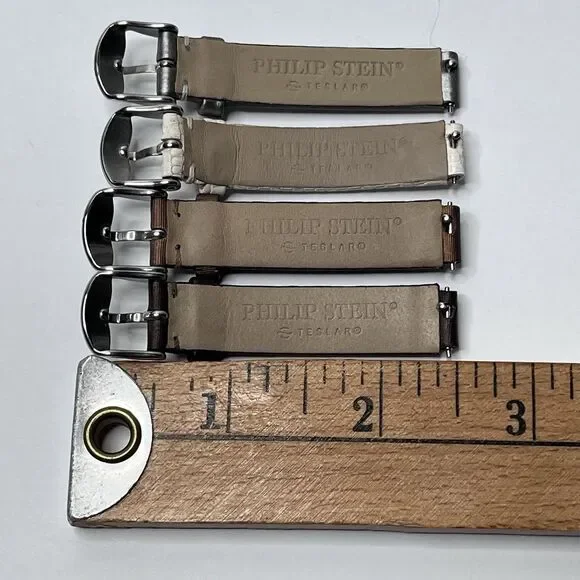 LOT Of 4 Philip Stein Teslar Watch Strap Genuine Leather - Picture 12 of 13